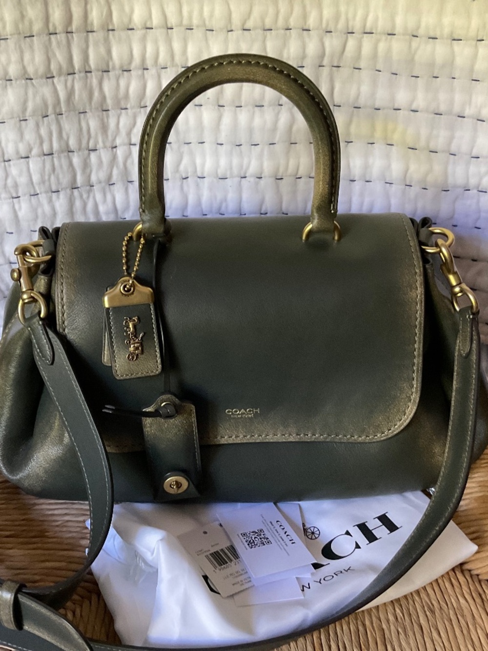 Coach slouchy Rogue in Green Loved Leather